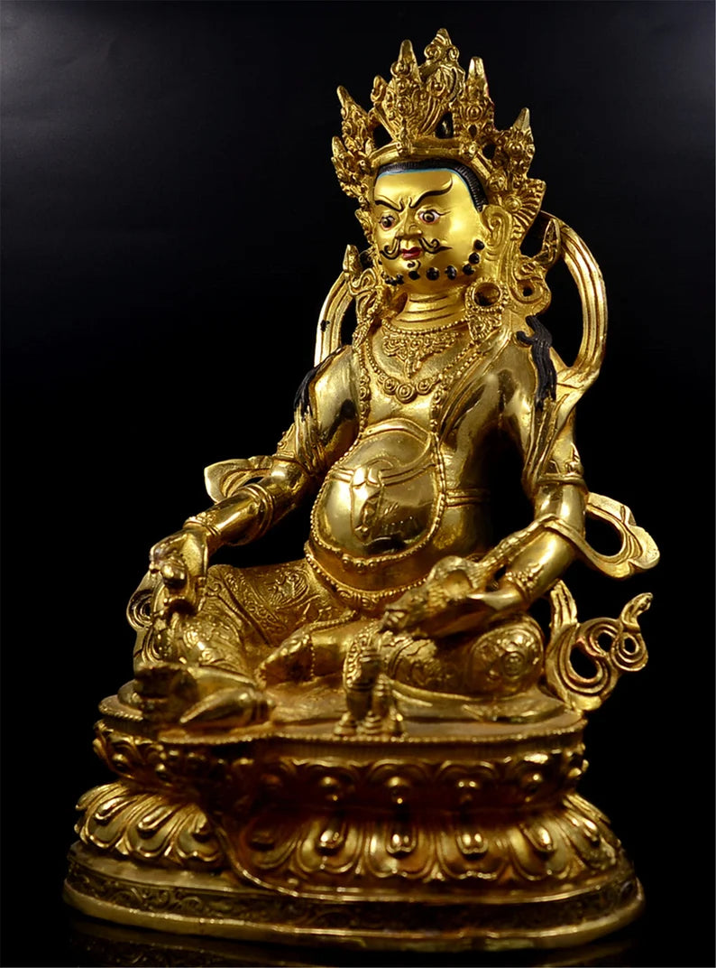 Tibet/Nepal Bronze Fortune Buddha (Yellow Tsanbala),Home decoration, Buddha sculpture, anniversary, gift, Christmas