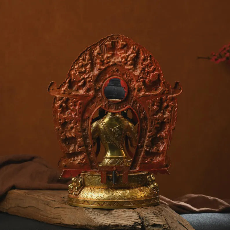Large Copper Green Tara Buddha Statue: Tibetan Home Decor (27x14x35cm)