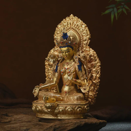 Bronze Green Tara Buddha Statue: Tibet/Nepal Home Decor