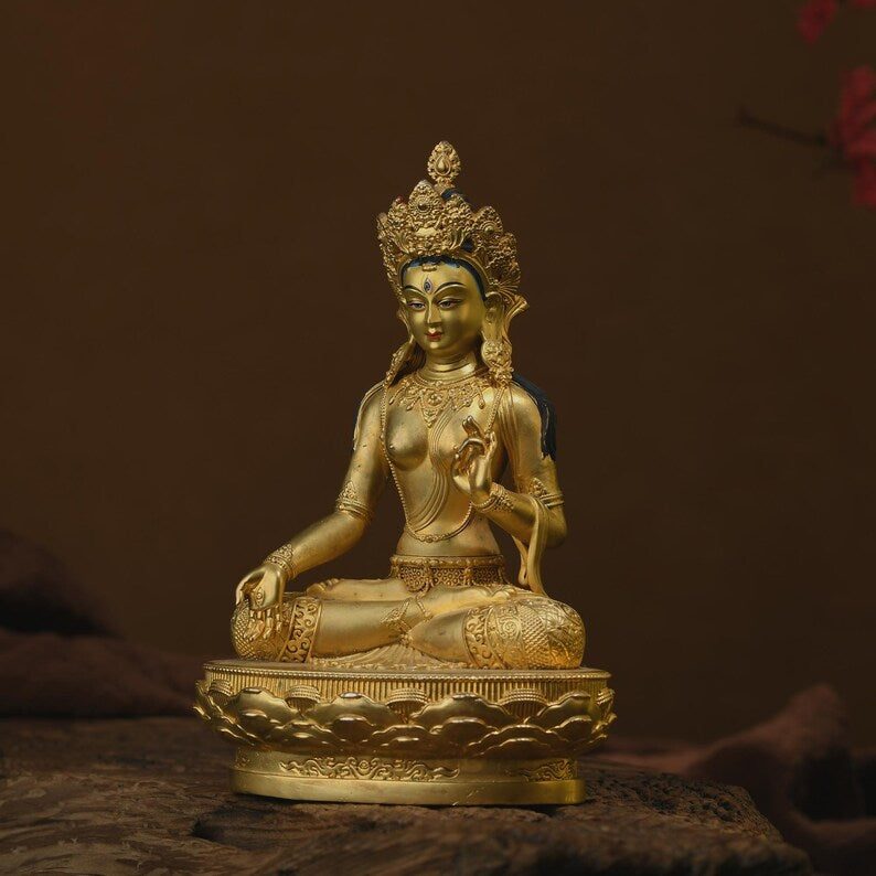 White Tara,Tibet/Nepal Bronze Buddha Statue, Baitara Buddha Statue,Home decoration, Buddha sculpture, anniversary, gift, Christmas
