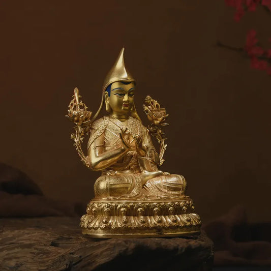 Bronze Zongkoba Buddha Statue - Tibetan/Nepal Home Decor (16cm)