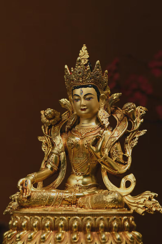 Bronze White Tara Buddha Statue: Tibet/Nepal Home Decor