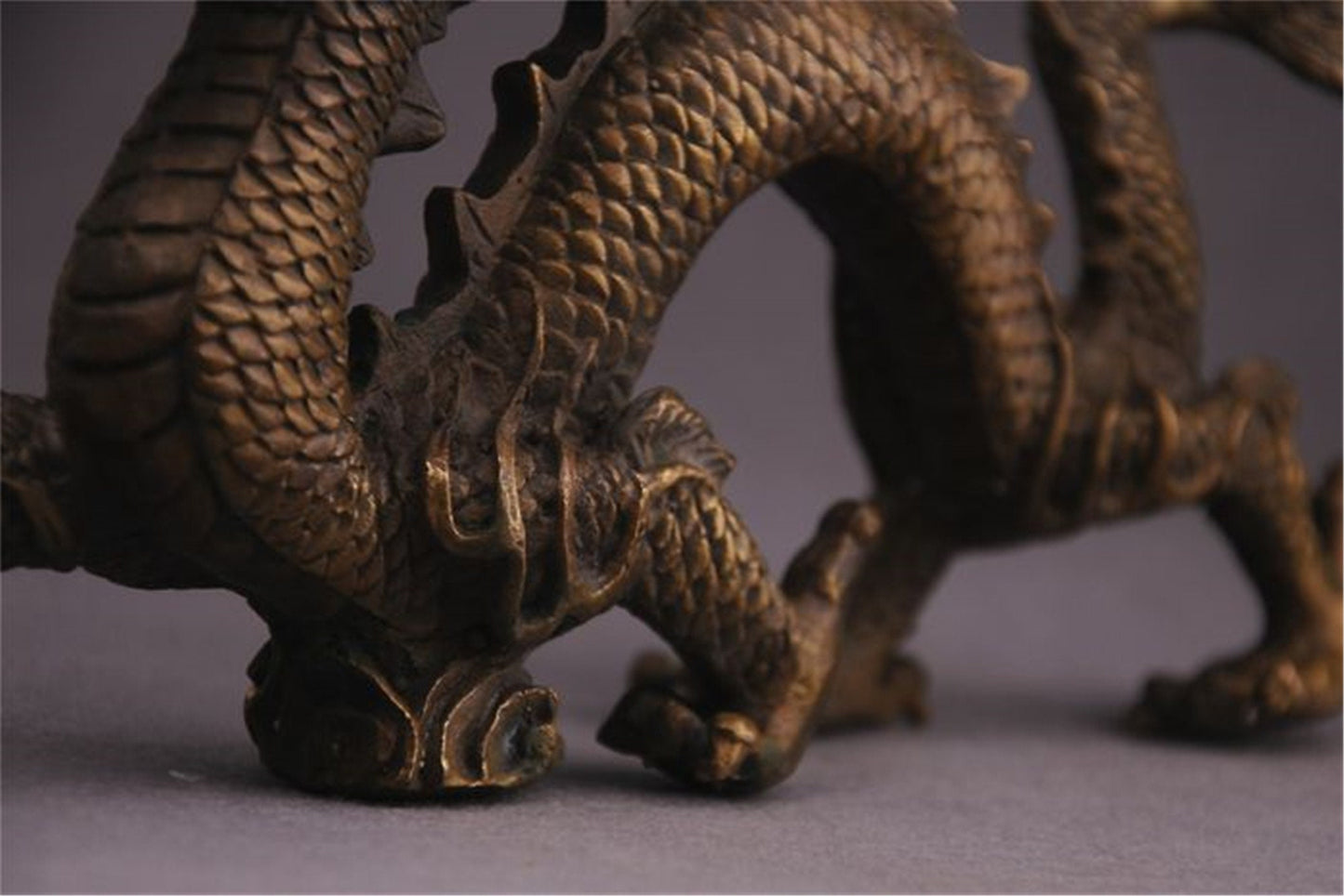 Antique Bronze Dragon Sculpture: Handmade Chinese Decor (315mm)