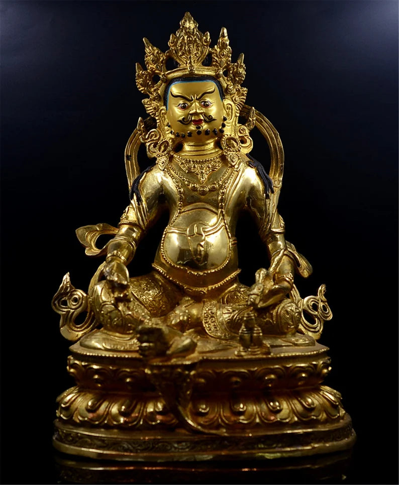 Tibet/Nepal Bronze Fortune Buddha (Yellow Tsanbala)，Home decoration, Buddha sculpture, anniversary, gift, Christmas