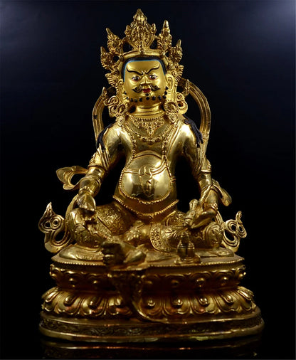 Tibet/Nepal Bronze Fortune Buddha (Yellow Tsanbala)，Home decoration, Buddha sculpture, anniversary, gift, Christmas