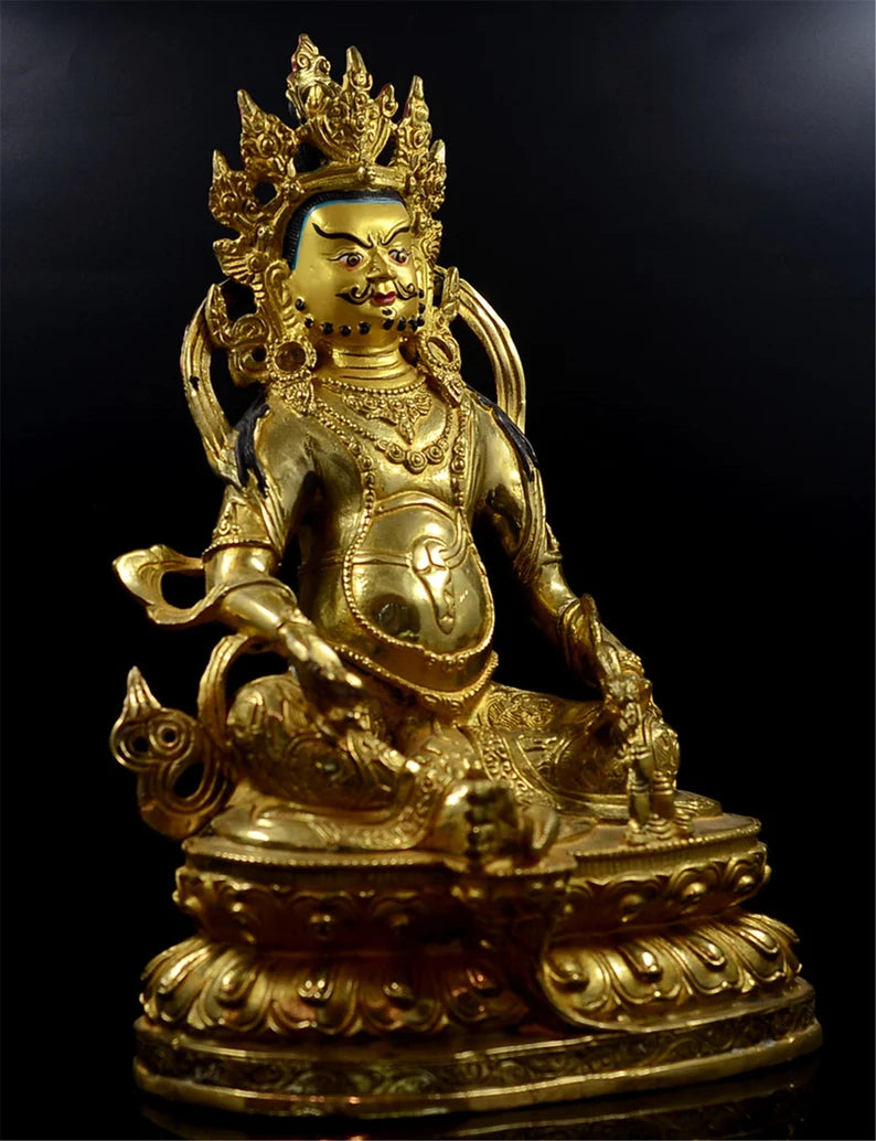 Tibet/Nepal Bronze Fortune Buddha (Yellow Tsanbala)，Home decoration, Buddha sculpture, anniversary, gift, Christmas