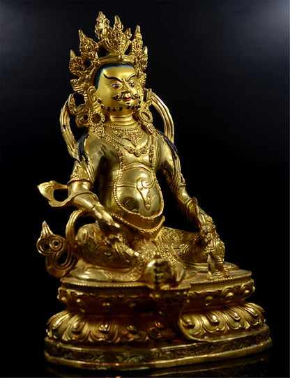Tibet/Nepal Bronze Fortune Buddha (Yellow Tsanbala)，Home decoration, Buddha sculpture, anniversary, gift, Christmas