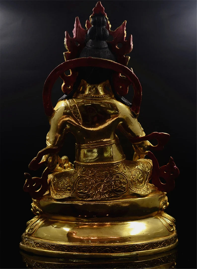 Tibet/Nepal Bronze Fortune Buddha (Yellow Tsanbala)，Home decoration, Buddha sculpture, anniversary, gift, Christmas