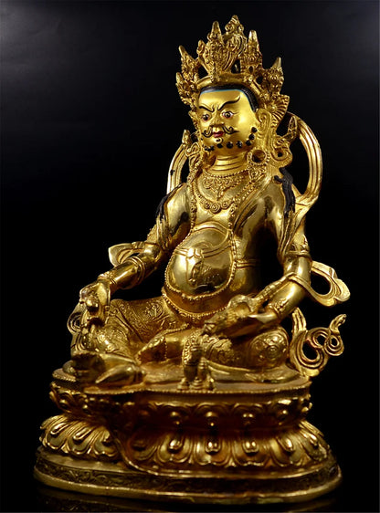 Tibet/Nepal Bronze Fortune Buddha (Yellow Tsanbala)，Home decoration, Buddha sculpture, anniversary, gift, Christmas