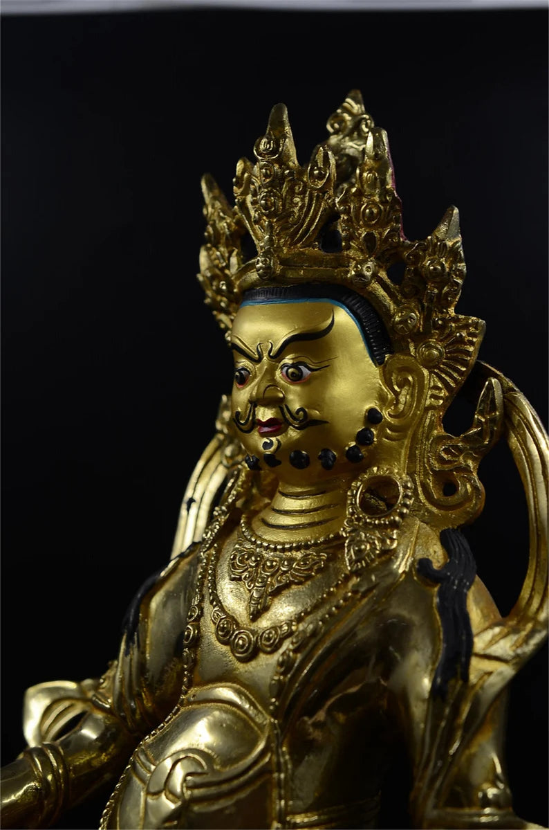 Tibet/Nepal Bronze Fortune Buddha (Yellow Tsanbala)，Home decoration, Buddha sculpture, anniversary, gift, Christmas