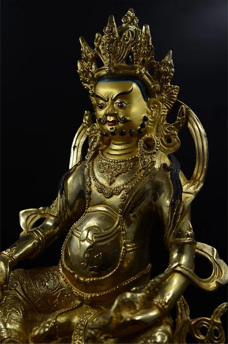 Tibet/Nepal Bronze Fortune Buddha (Yellow Tsanbala)，Home decoration, Buddha sculpture, anniversary, gift, Christmas
