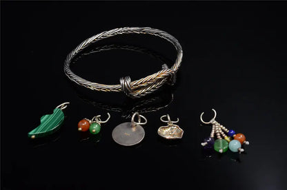Vintage 925 Silver Bracelet, Malachite, South Red Bracelet