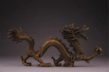 Chinese antique bronze dragon sculpture, dragon, sculpture, animal sculpture, bronze dragon, sculpture, antique dragon decoration.