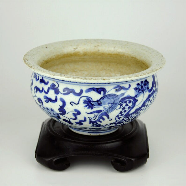 Antique Asian Blue and White Porcelain Basin