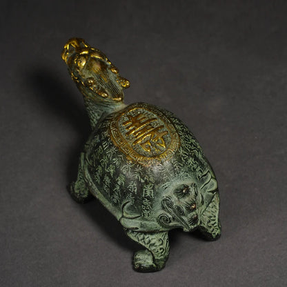 Chinese antique bronze sculpture (dragon turtle), sculpture art, animal sculpture, bronze dragon turtle, sculpture, antique dragon turtle