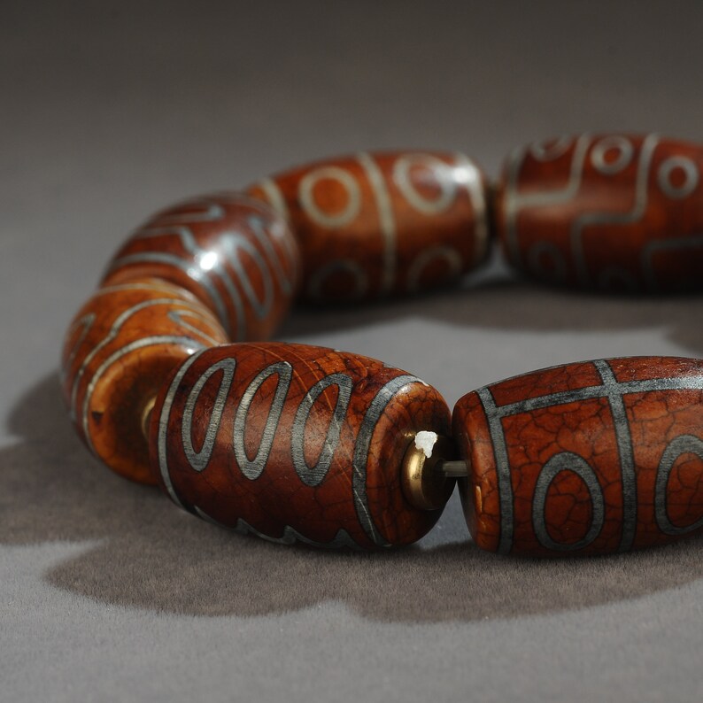 Tibet/Himalayan Antique Agate Bead Bracelet, Red Agate, Rosary, Prayer, Dome, Amulet, Charm Bead, Blessing Bead, Amulet,