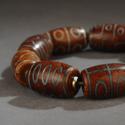Tibet/Himalayan Antique Agate Bead Bracelet, Red Agate, Rosary, Prayer, Dome, Amulet, Charm Bead, Blessing Bead, Amulet,