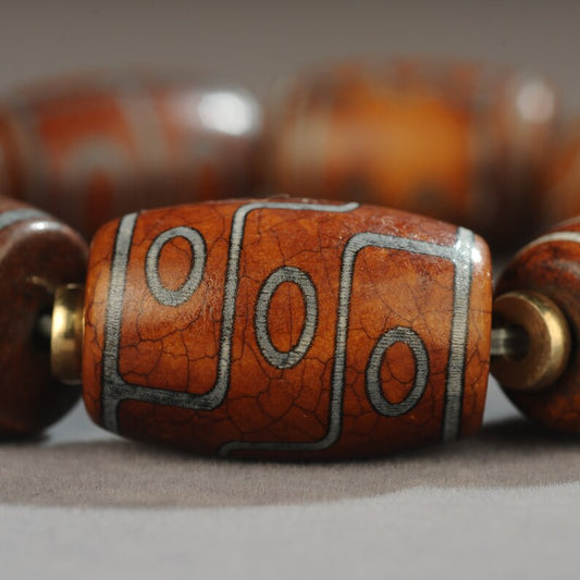 Tibet/Himalayan Antique Agate Bead Bracelet, Red Agate, Rosary, Prayer, Dome, Amulet, Charm Bead, Blessing Bead, Amulet,