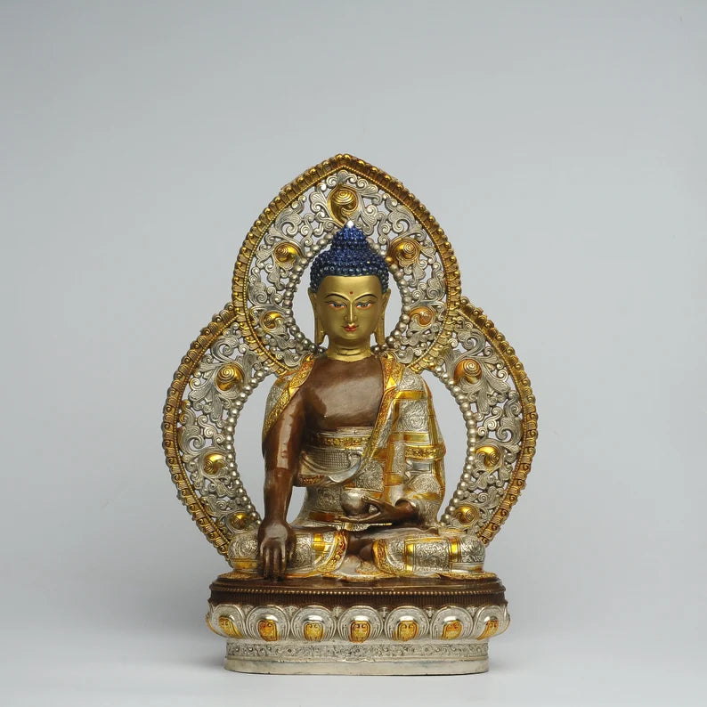 Tibetan Nepal bronze Buddha statue, Gautama Buddha, prayer, ritual, unique gift，Home decoration, Buddha sculpture, anniversary, gift.