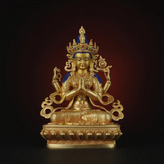 Bronze Four-Armed Guanyin Buddha Statue - Home Decor Gift