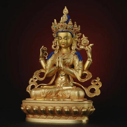 Bronze Four-Armed Guanyin Buddha Statue - Home Decor Gift