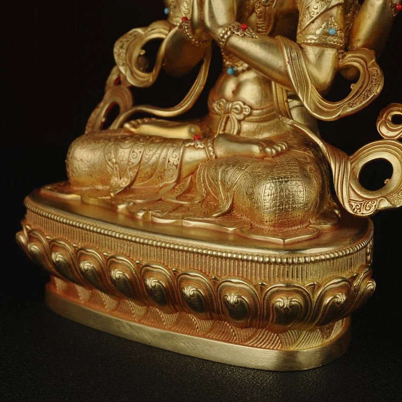 Bronze Four-Armed Guanyin Buddha Statue - Home Decor Gift