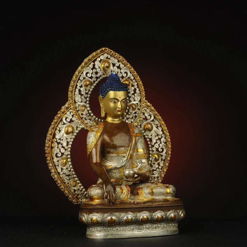 Tibetan Nepal bronze Buddha statue, Gautama Buddha, prayer, ritual, unique gift，Home decoration, Buddha sculpture, anniversary, gift.