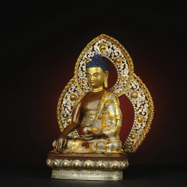 Tibetan Nepal bronze Buddha statue, Gautama Buddha, prayer, ritual, unique gift，Home decoration, Buddha sculpture, anniversary, gift.