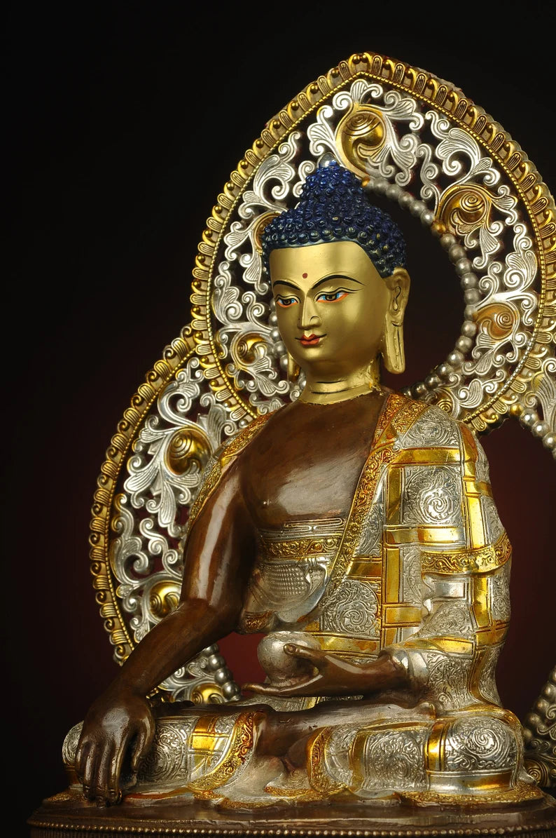 Tibetan Nepal bronze Buddha statue, Gautama Buddha, prayer, ritual, unique gift，Home decoration, Buddha sculpture, anniversary, gift.
