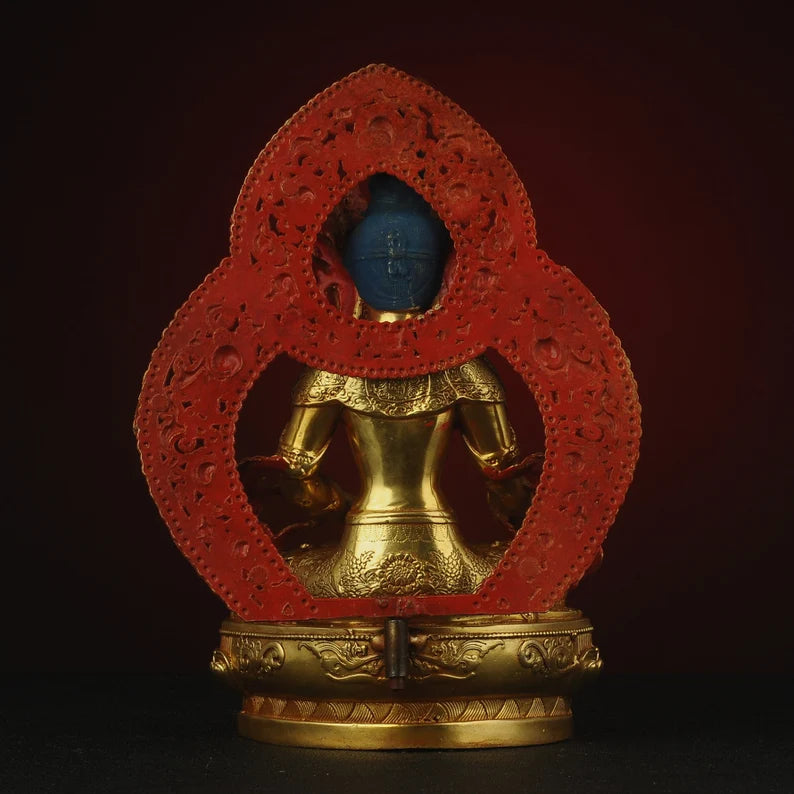 Bronze Manjusri Bodhisattva Statue - Tibetan Prayer Ceremony Decor