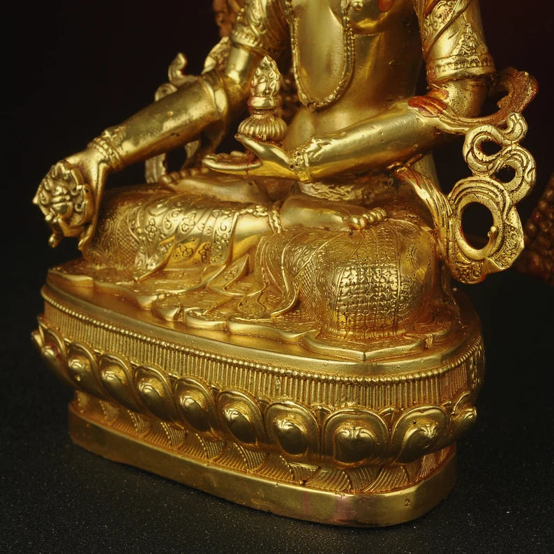 Bronze Manjusri Bodhisattva Statue - Tibetan Prayer Ceremony Decor