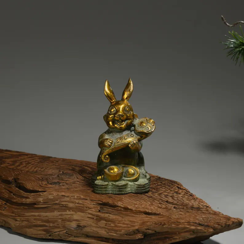 Asian Art, Antique Sculpture, Bronze Rabbit, Decorative Statue,Insect Sculpture, Animal Sculpture,