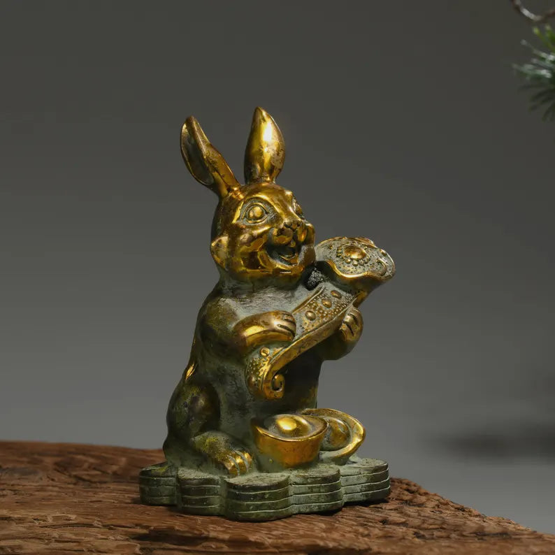 Asian Art, Antique Sculpture, Bronze Rabbit, Decorative Statue,Insect Sculpture, Animal Sculpture,