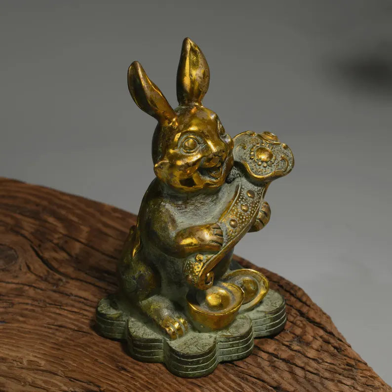 Asian Art, Antique Sculpture, Bronze Rabbit, Decorative Statue,Insect Sculpture, Animal Sculpture,