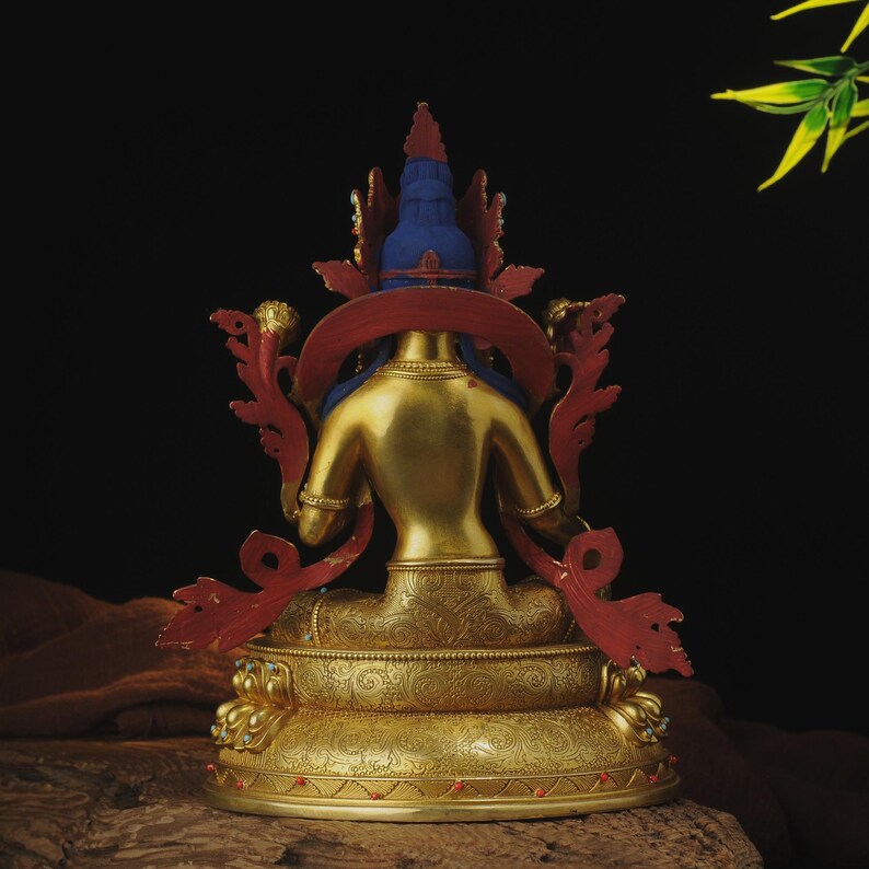 Green Tara Buddha Sculpture: Copper Tibetan-Nepalese Decor