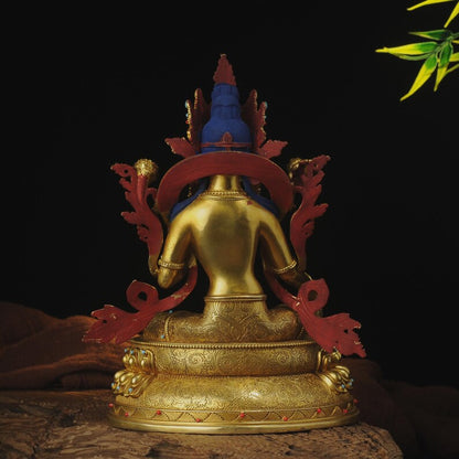 Green Tara Buddha Sculpture: Copper Tibetan-Nepalese Decor