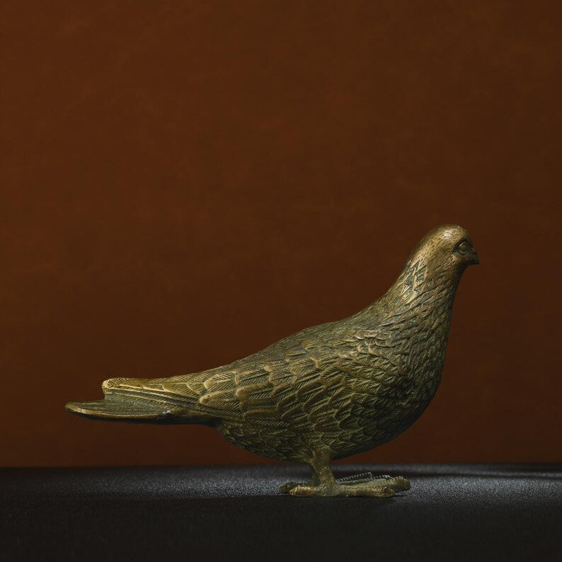 Asian Art Bronze-Dove,Antique Sculpture,Bronze Bird,Decorative Statue,Animal Sculpture,Japanese Art,Gift,Decorative Art,Garden Ornament