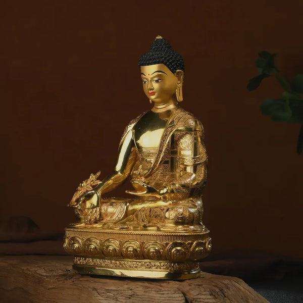Bronze Medicine Buddha Statue - Tibetan Prayer Ritual Decor