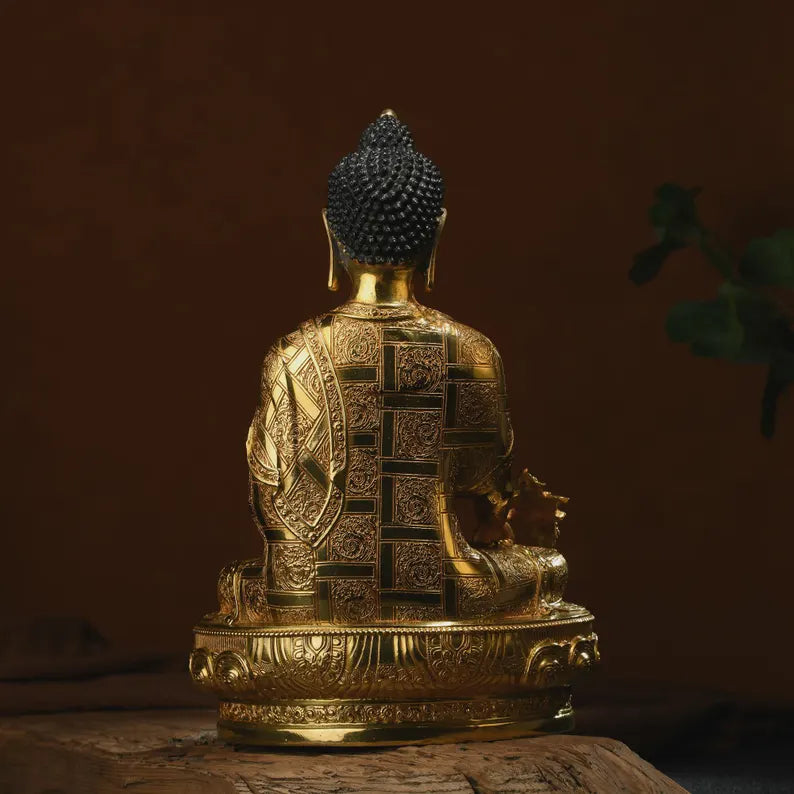 Bronze Medicine Buddha Statue - Tibetan Prayer Ritual Decor