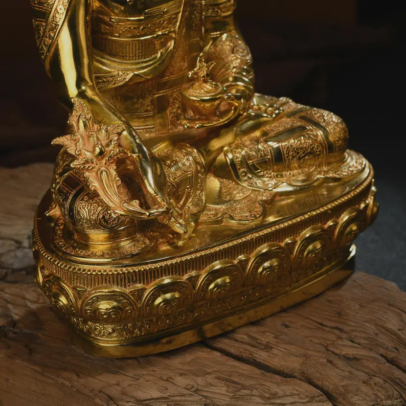 Bronze Medicine Buddha Statue - Tibetan Prayer Ritual Decor