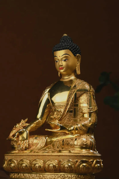 Bronze Medicine Buddha Statue - Tibetan Prayer Ritual Decor