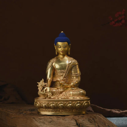 Bronze Medicine Buddha Statue: Tibetan Prayer Altar Decor