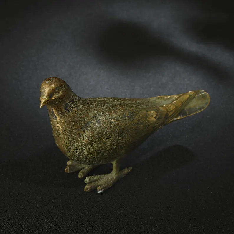 Asian Art Bronze-Dove,Antique Sculpture,Bronze Bird,Decorative Statue,Animal Sculpture,Japanese Art,Gift,Decorative Art,Garden Ornament