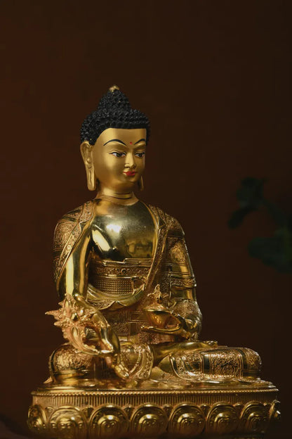 Bronze Medicine Buddha Statue - Tibetan Prayer Ritual Decor