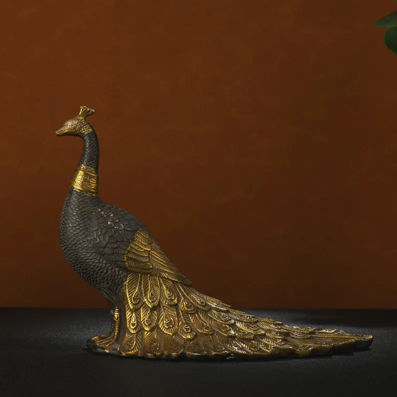 Bronze sculpture (peacock), sculpture art, animal sculpture, copper peacock, sculpture
