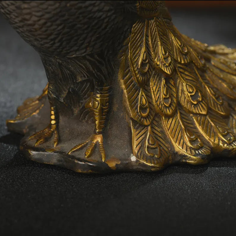 Bronze sculpture (peacock), sculpture art, animal sculpture, copper peacock, sculpture