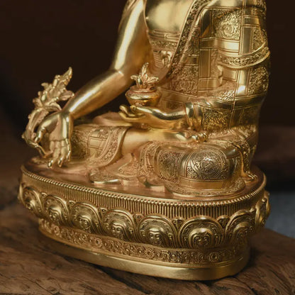 Bronze Medicine Buddha Statue: Tibetan Prayer Altar Decor