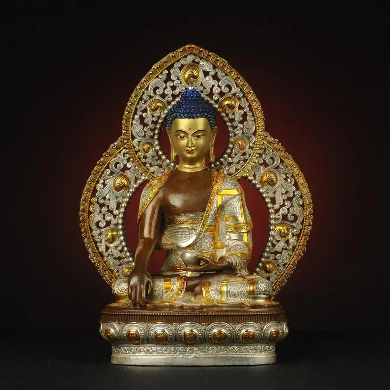 Tibetan Nepal bronze Buddha statue, Gautama Buddha, prayer, ritual, unique gift，Home decoration, Buddha sculpture, anniversary, gift.
