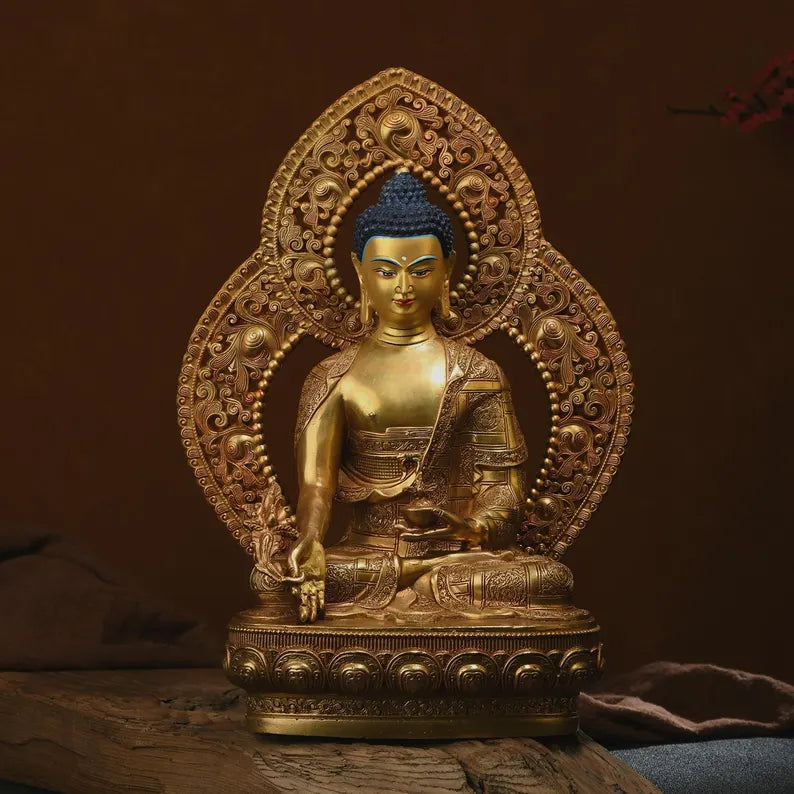 Tibetan Nepal bronze Buddha statue, Gautama Buddha, prayer, ritual, unique gift，Home decoration, Buddha sculpture, anniversary, gift.
