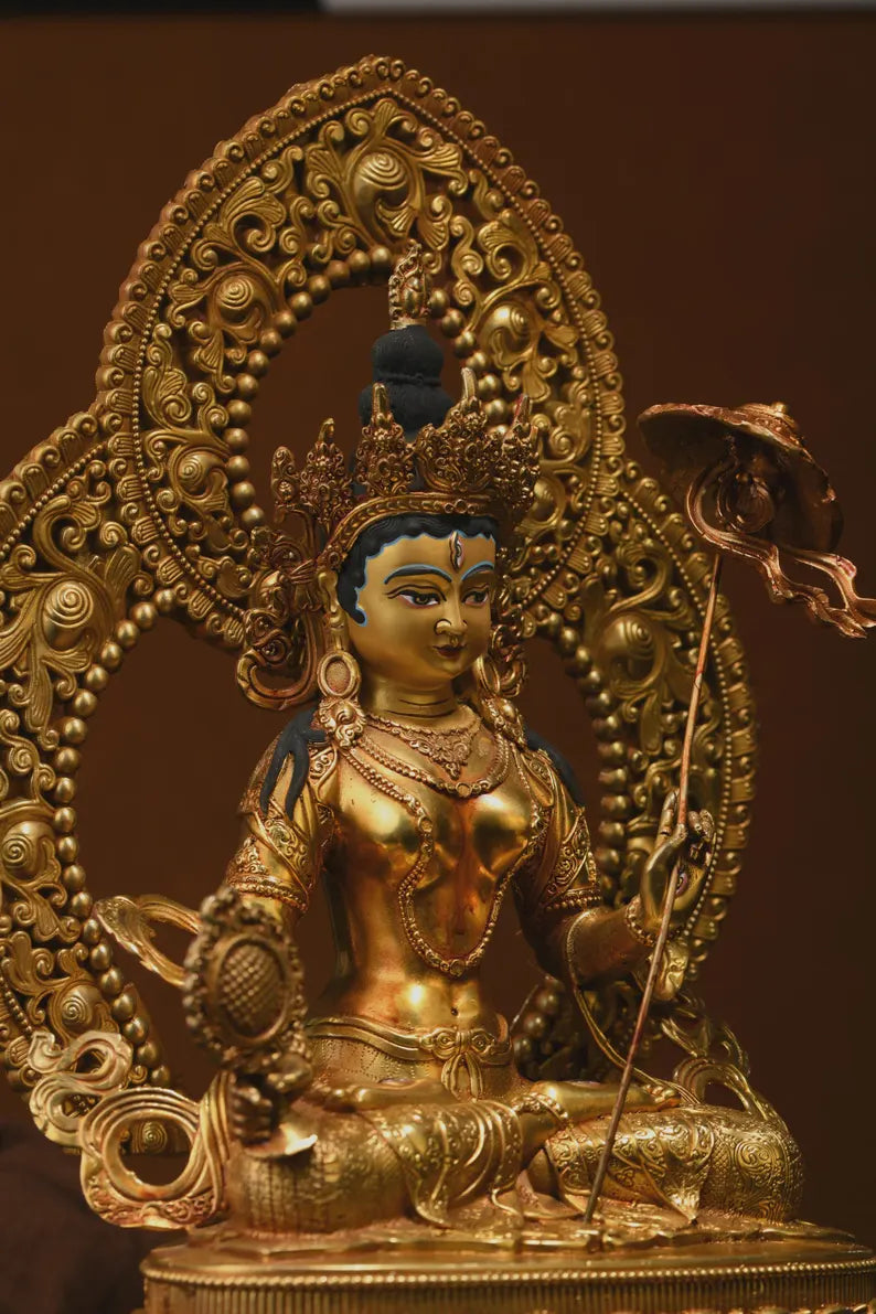 Brass White Umbrella Mother Buddha Statue - Maha Sitatapatra
